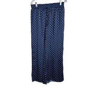 Summersalt Wide Leg Satin Polka Dot Navy Draw String Pant, Medium